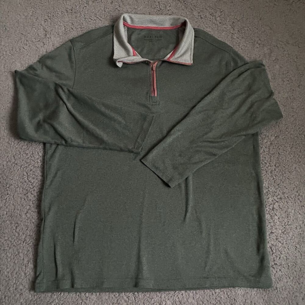 MAELREG Pullover Mens XL Green 1/4 Zip Performance Long Sleeve Shirt Athletic